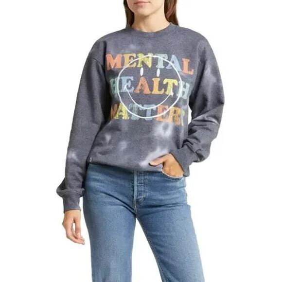 Urban Outfitters Desert Dreamer Mental Health Matters Sweatshirt Gray Sze XS NWT - Picture 1 of 7